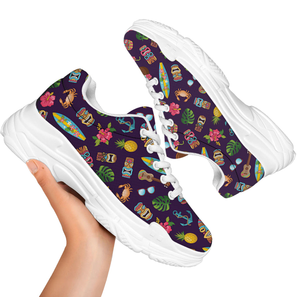 Summer Totem Pattern Print White Chunky Shoes