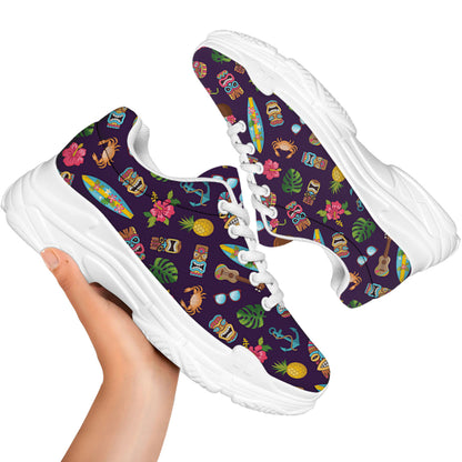 Summer Totem Pattern Print White Chunky Shoes