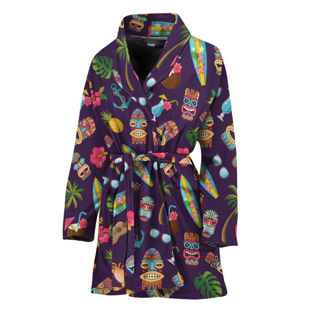 Summer Totem Pattern Print Women's Bathrobe