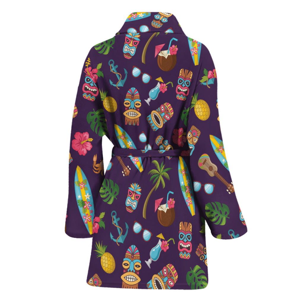 Summer Totem Pattern Print Women's Bathrobe