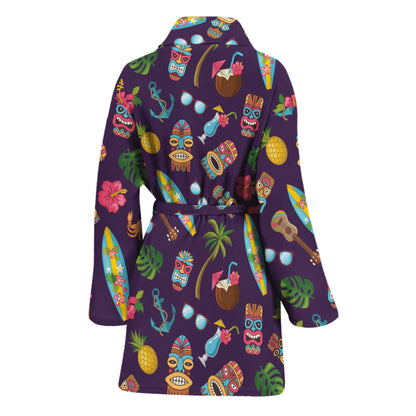 Summer Totem Pattern Print Women's Bathrobe