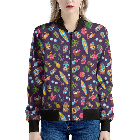 Summer Totem Pattern Print Women's Bomber Jacket