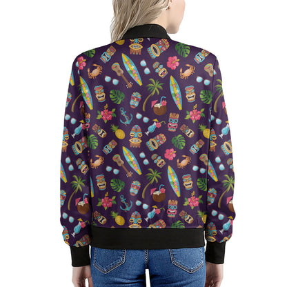 Summer Totem Pattern Print Women's Bomber Jacket