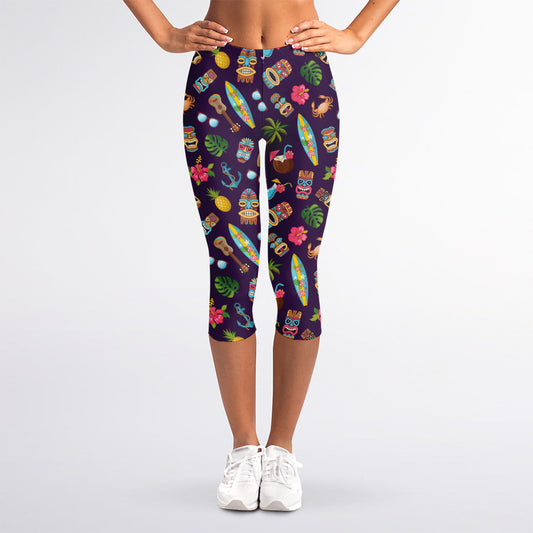 Summer Totem Pattern Print Women's Capri Leggings