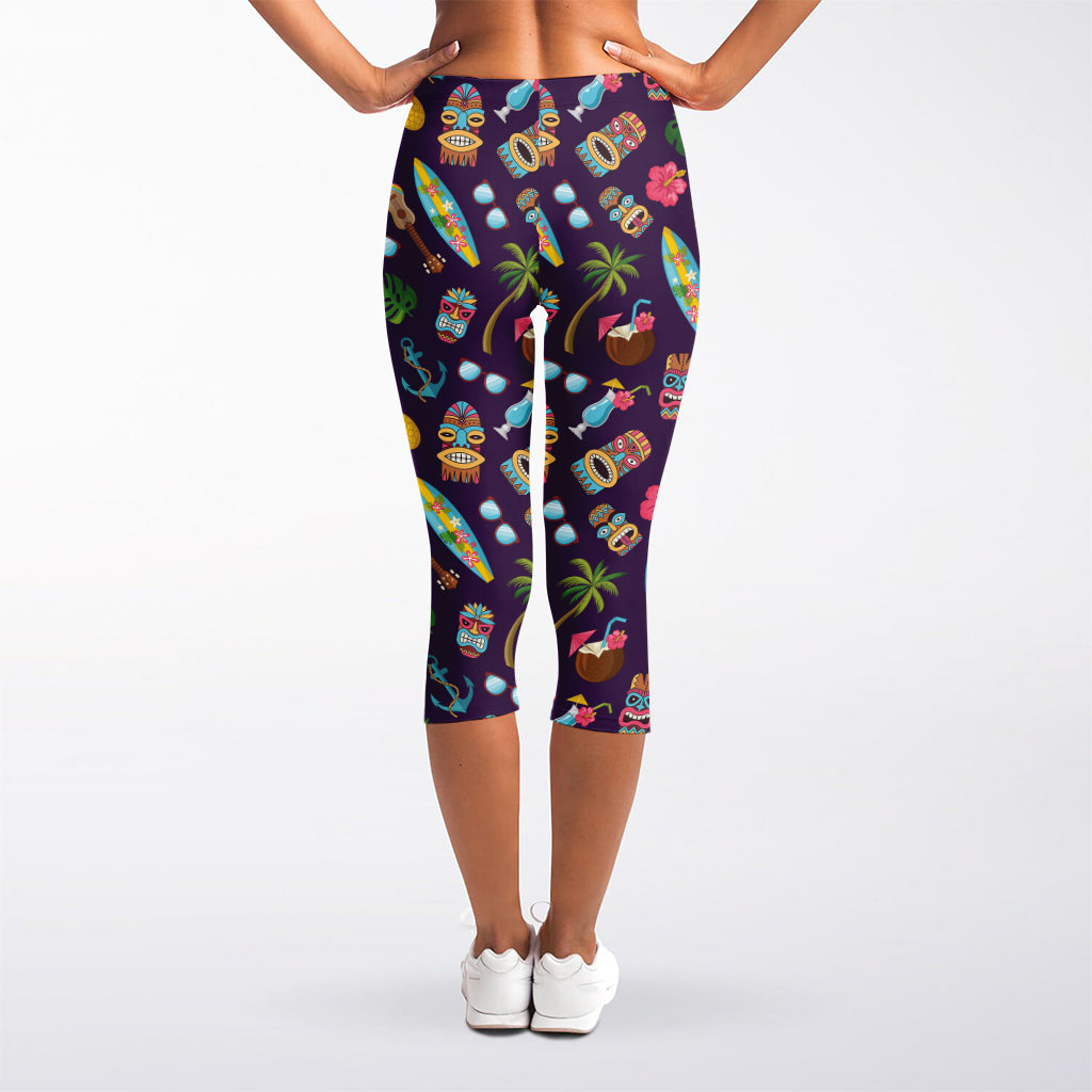 Summer Totem Pattern Print Women's Capri Leggings