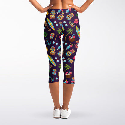 Summer Totem Pattern Print Women's Capri Leggings