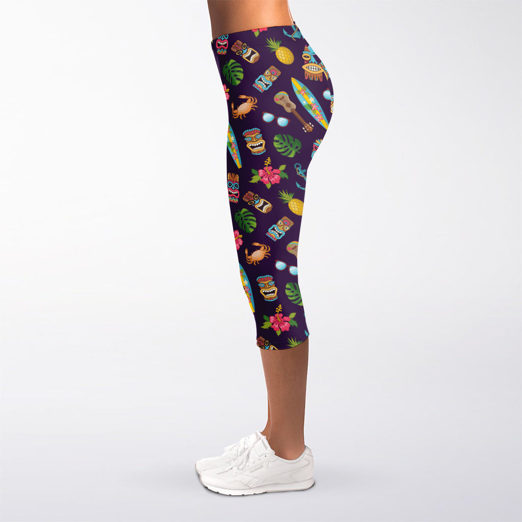 Summer Totem Pattern Print Women's Capri Leggings