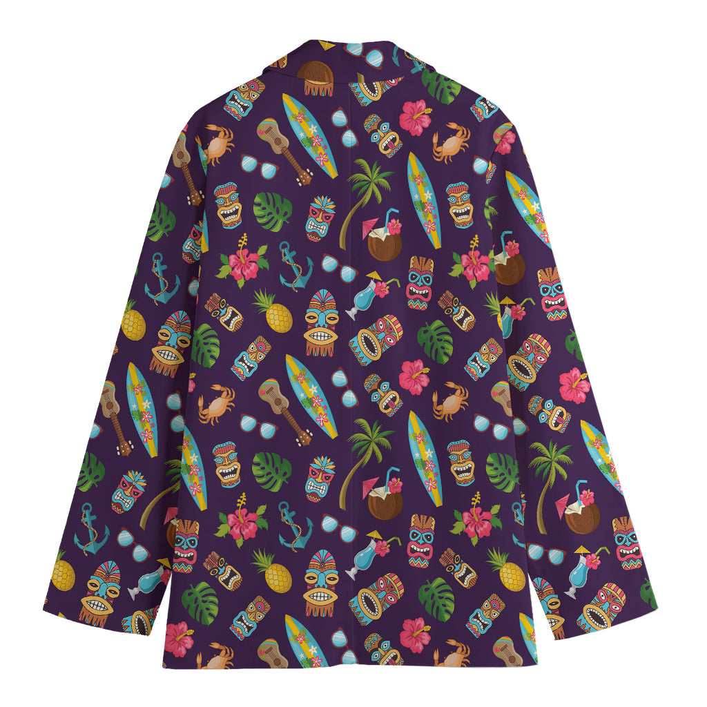 Summer Totem Pattern Print Women's Cotton Blazer
