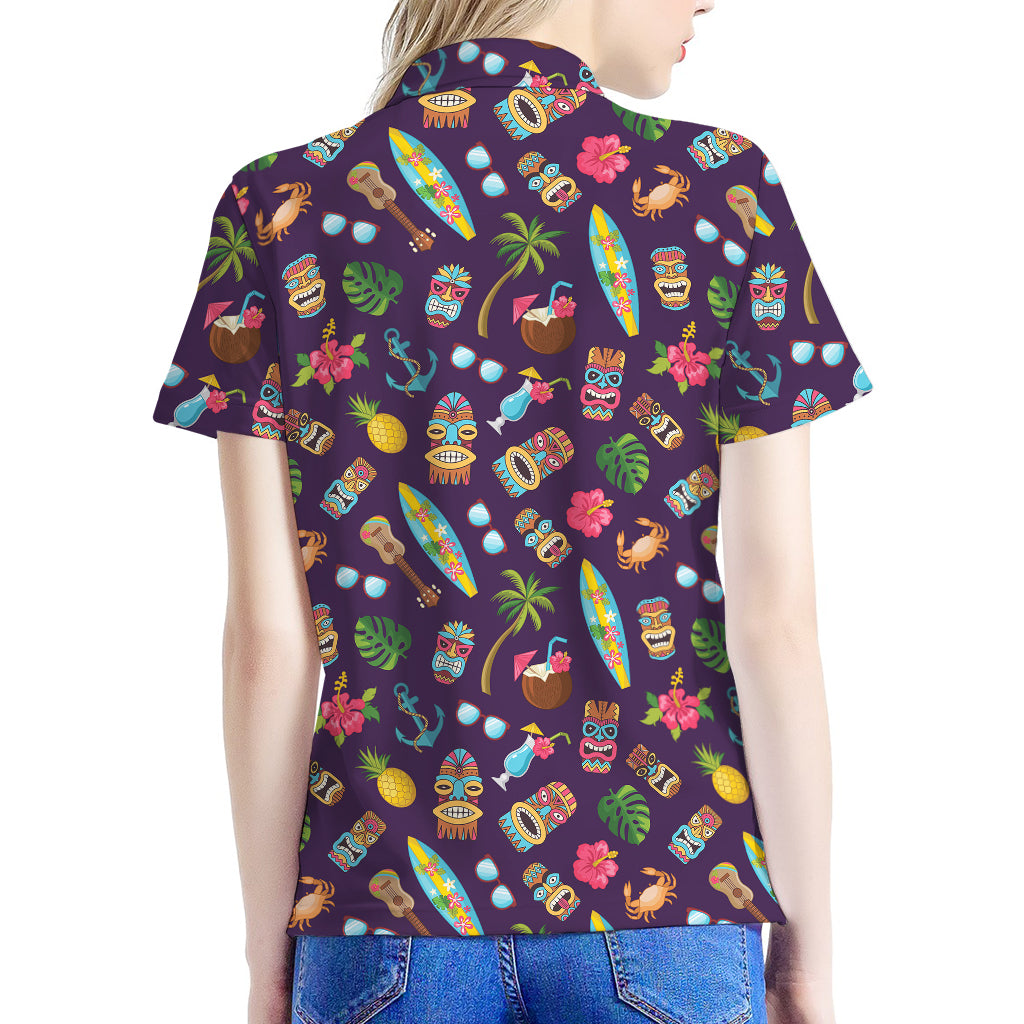 Summer Totem Pattern Print Women's Polo Shirt