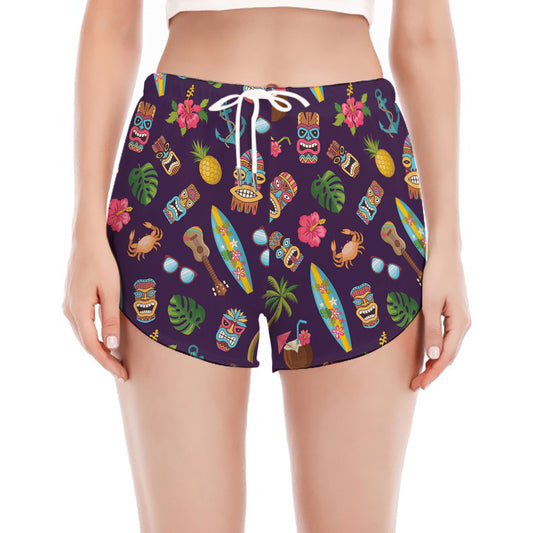 Summer Totem Pattern Print Women's Split Running Shorts