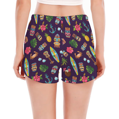 Summer Totem Pattern Print Women's Split Running Shorts