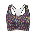 Summer Totem Pattern Print Women's Sports Bra