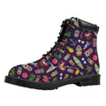 Summer Totem Pattern Print Padded Collar Lace Up Boots
