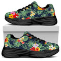 Summer Tropical Hawaii Pattern Print Black Chunky Shoes