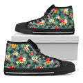 Summer Tropical Hawaii Pattern Print Black High Top Sneakers