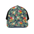 Summer Tropical Hawaii Pattern Print Black Mesh Trucker Hat