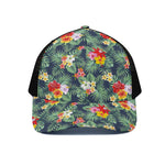 Summer Tropical Hawaii Pattern Print Black Mesh Trucker Cap