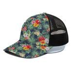 Summer Tropical Hawaii Pattern Print Black Mesh Trucker Cap