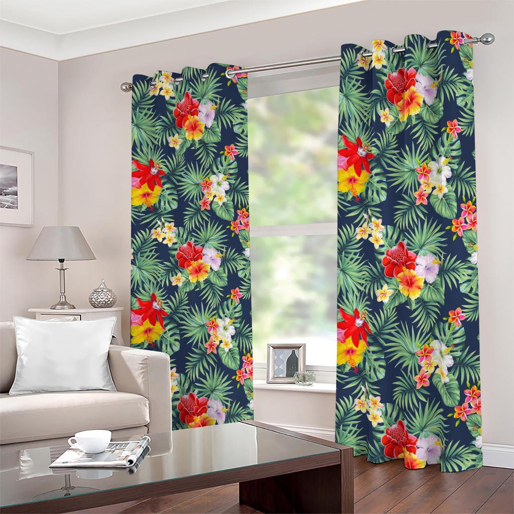 Summer Tropical Hawaii Pattern Print Blackout Grommet Curtains