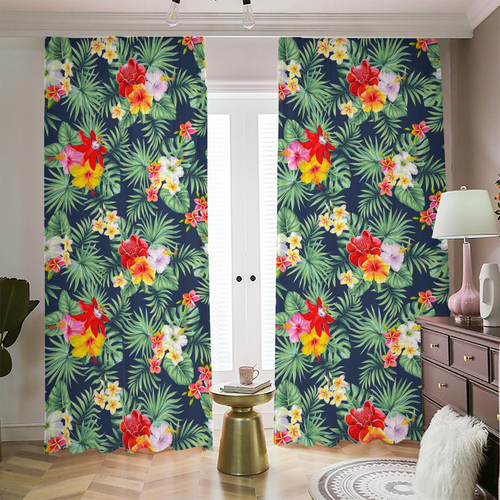 Summer Tropical Hawaii Pattern Print Blackout Pencil Pleat Curtains