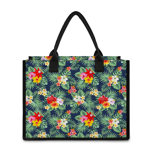 Summer Tropical Hawaii Pattern Print Canvas Tote Bag
