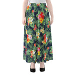 Summer Tropical Hawaii Pattern Print Chiffon Maxi Skirt