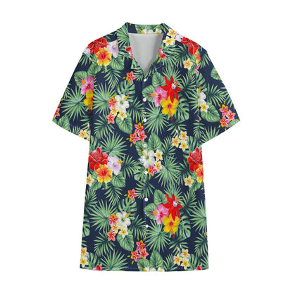 Summer Tropical Hawaii Pattern Print Cotton Hawaiian Shirt