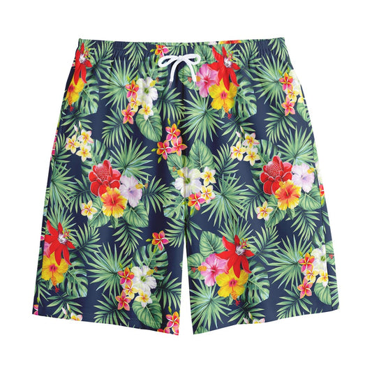 Summer Tropical Hawaii Pattern Print Cotton Shorts
