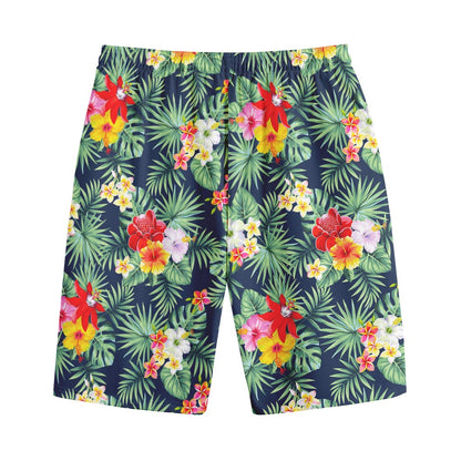 Summer Tropical Hawaii Pattern Print Cotton Shorts