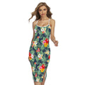 Summer Tropical Hawaii Pattern Print Cross Back Cami Dress