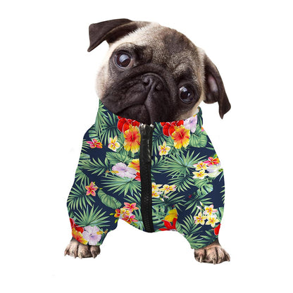 Summer Tropical Hawaii Pattern Print Dog Zip Up Jacket