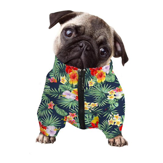 Summer Tropical Hawaii Pattern Print Dog Zip Up Jacket