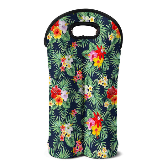 Summer Tropical Hawaii Pattern Print Double Neoprene Wine Tote