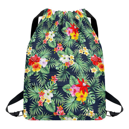 Summer Tropical Hawaii Pattern Print Drawstring Backpack