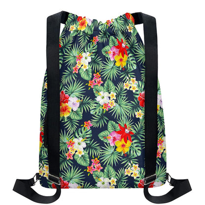 Summer Tropical Hawaii Pattern Print Drawstring Backpack