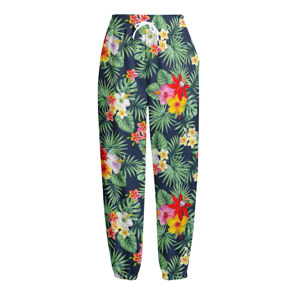 Summer Tropical Hawaii Pattern Print Fleece Lined Knit Pants