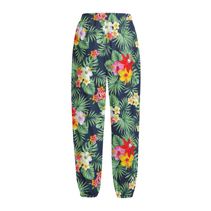 Summer Tropical Hawaii Pattern Print Fleece Lined Knit Pants