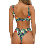 Summer Tropical Hawaii Pattern Print Front Bow Tie Bikini