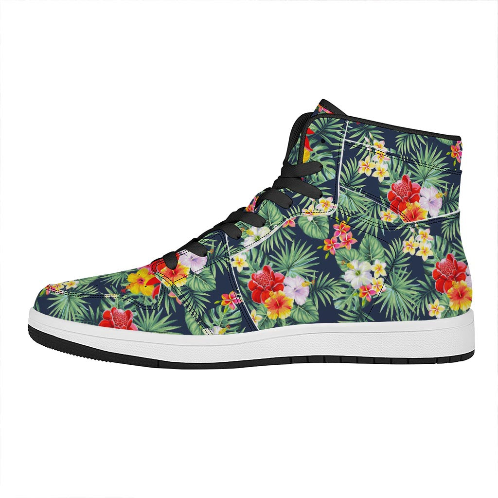 Summer Tropical Hawaii Pattern Print High Top Leather Sneakers