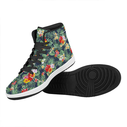 Summer Tropical Hawaii Pattern Print High Top Leather Sneakers