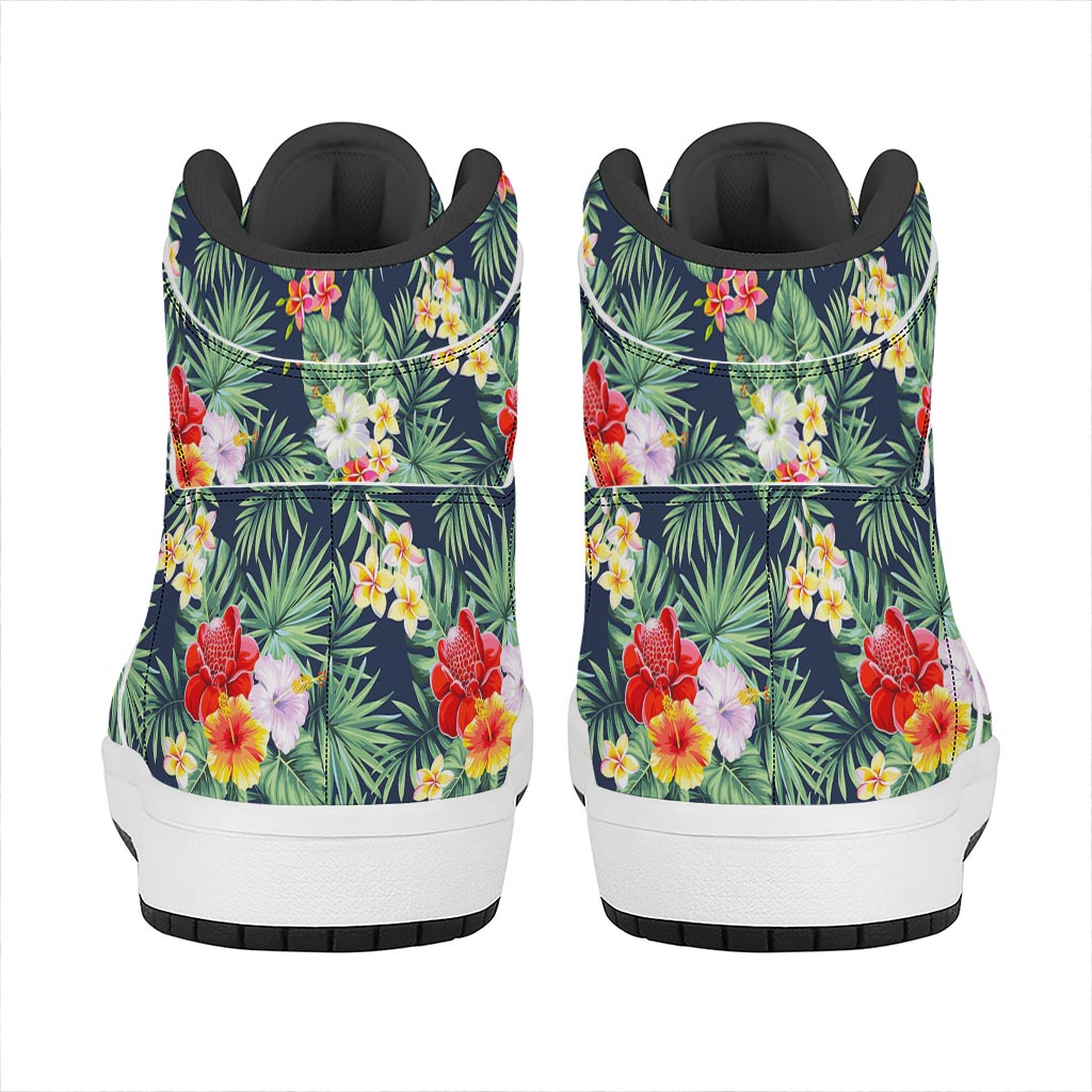 Summer Tropical Hawaii Pattern Print High Top Leather Sneakers
