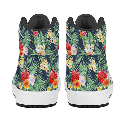 Summer Tropical Hawaii Pattern Print High Top Leather Sneakers