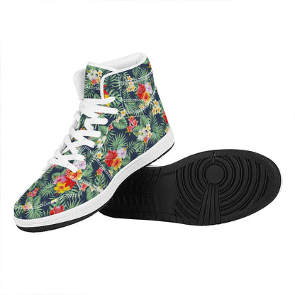 Summer Tropical Hawaii Pattern Print High Top Leather Sneakers