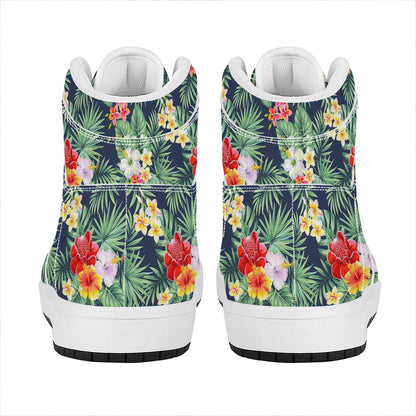 Summer Tropical Hawaii Pattern Print High Top Leather Sneakers