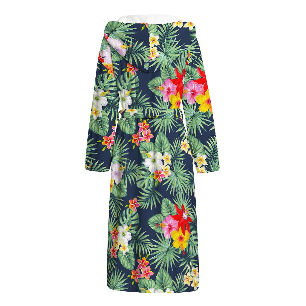 Summer Tropical Hawaii Pattern Print Hooded Bathrobe