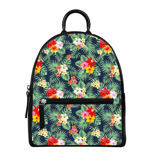 Summer Tropical Hawaii Pattern Print Leather Backpack