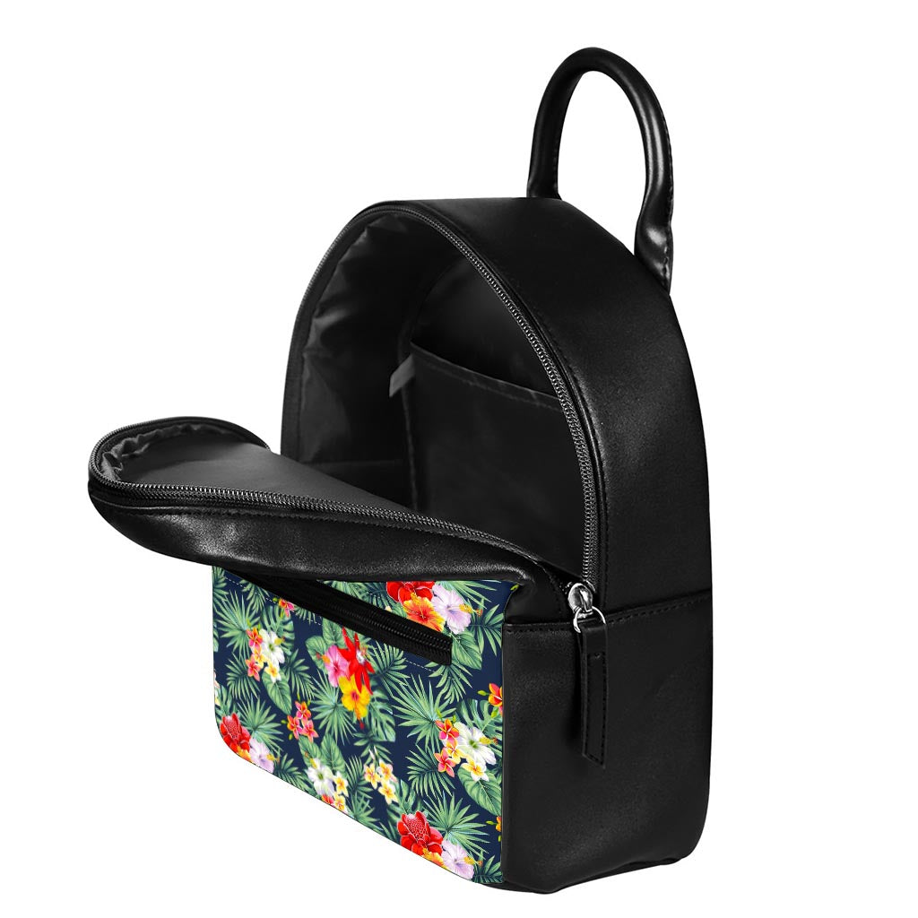 Summer Tropical Hawaii Pattern Print Leather Backpack