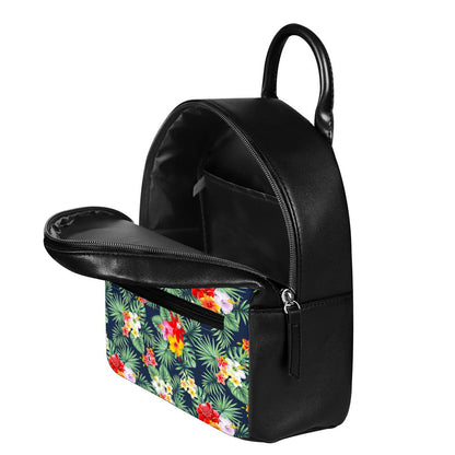 Summer Tropical Hawaii Pattern Print Leather Backpack