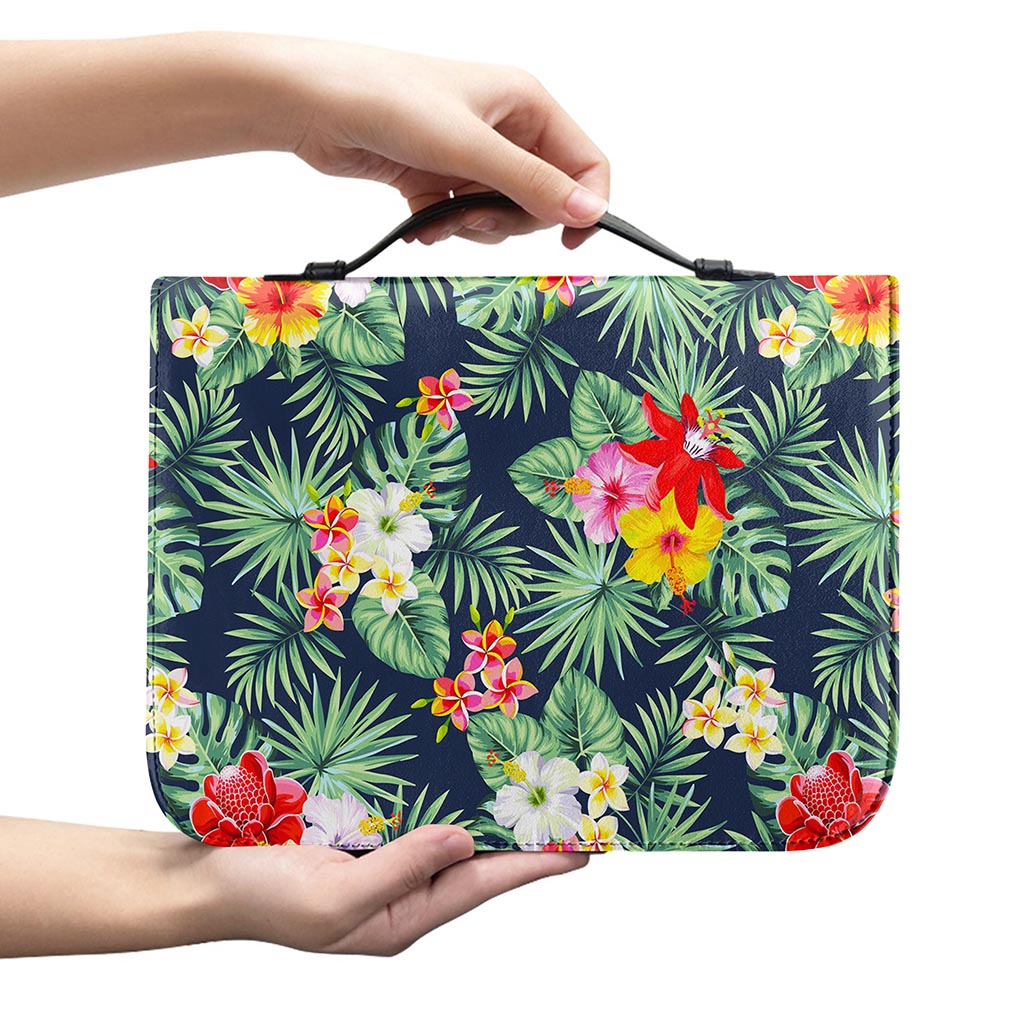 Summer Tropical Hawaii Pattern Print Leather Bible Cover