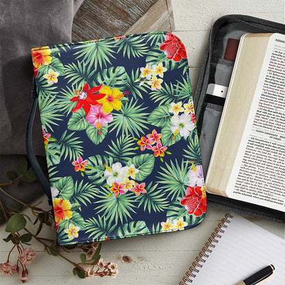 Summer Tropical Hawaii Pattern Print Leather Bible Cover